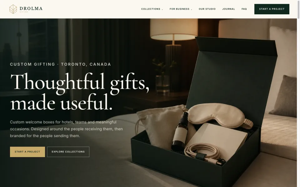 DROLMA Gift Box live website homepage