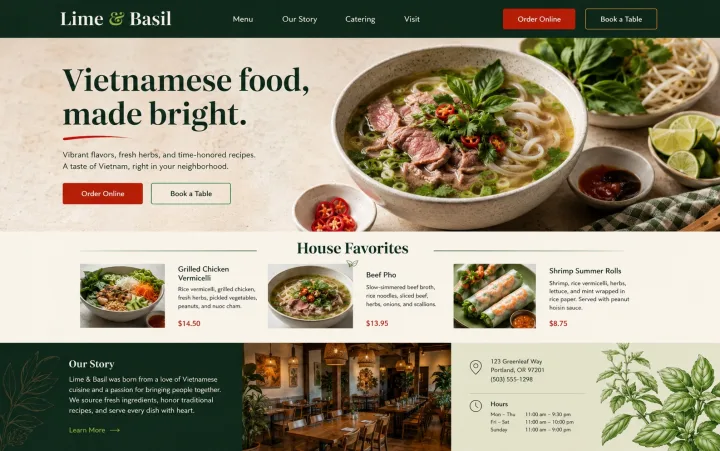 Food website concept